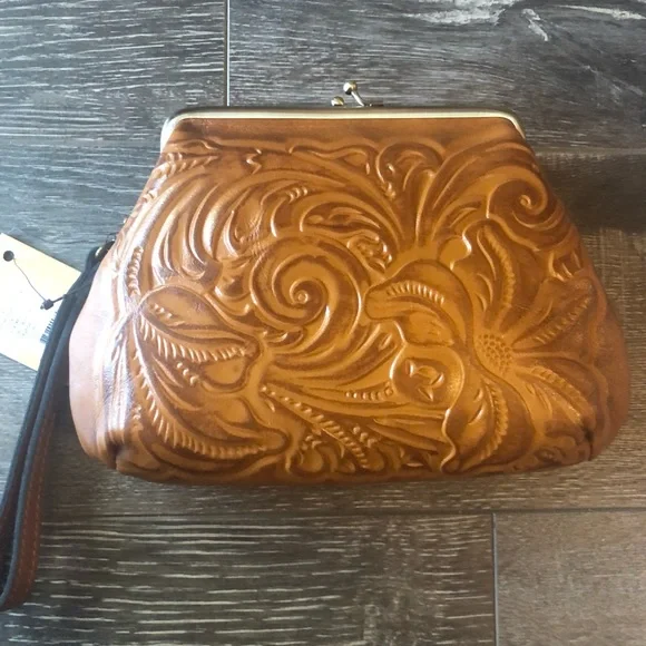 Patricia Nash Savena Leather Wristlet in Gold - Picture 7 of 7